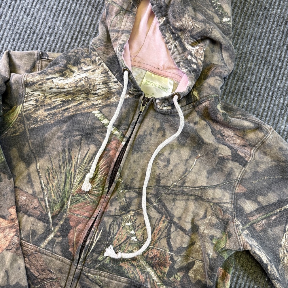 Rustic Ridge Womens Camo Hoodie Small Full Zip Pink Lined Hunting Outdoor